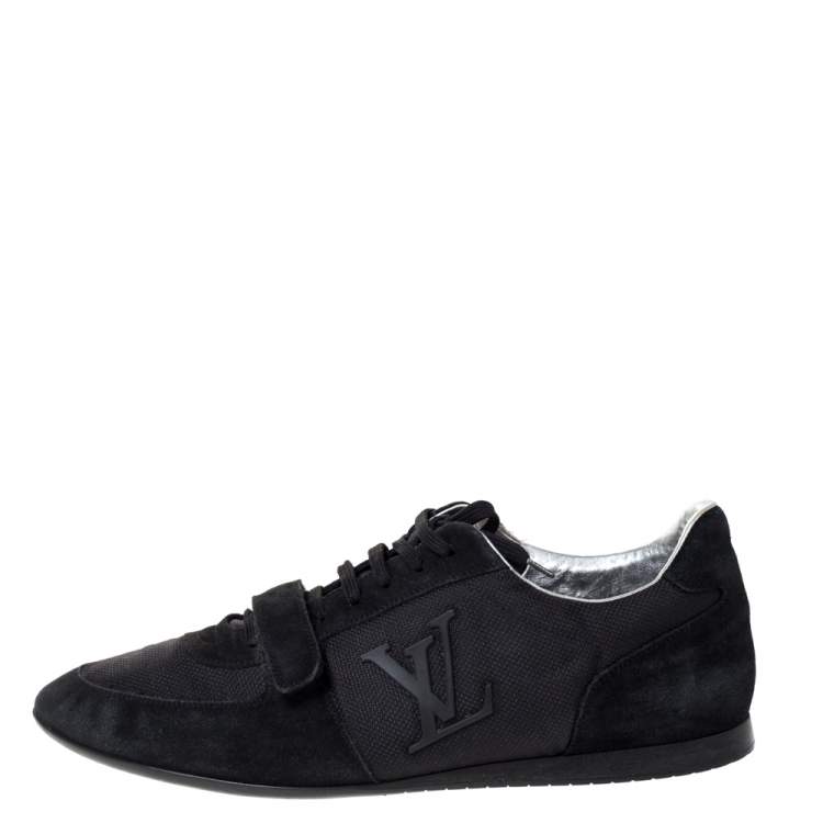 Louis Vuitton Black Suede And Mesh Logo Velcro Strap Sneakers Size 44.5 Louis  Vuitton