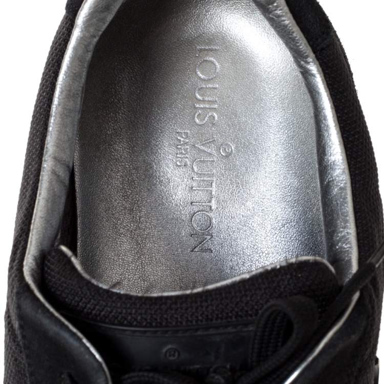 Pre Owned Louis Vuitton Black Suede And Mesh Logo Velcro Strap Sneakers Size 44.5