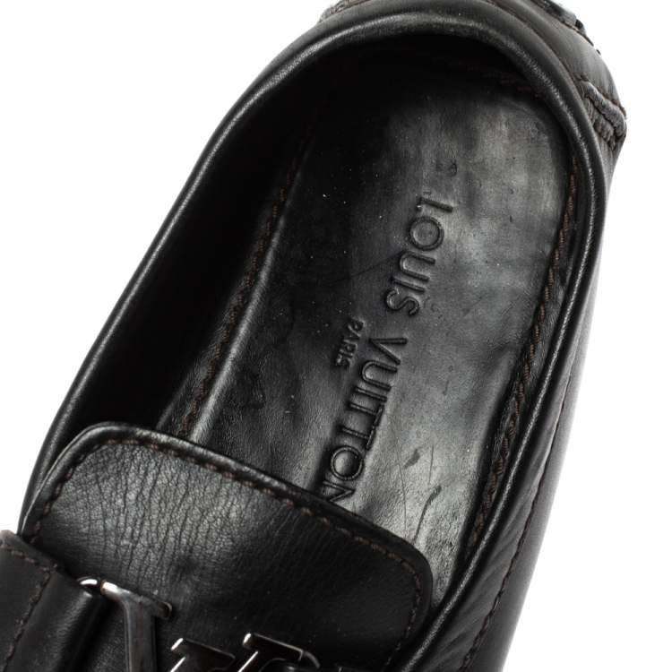 Pre Owned Louis Vuitton Black Leather Monte Carlo Loafers Size 40.5