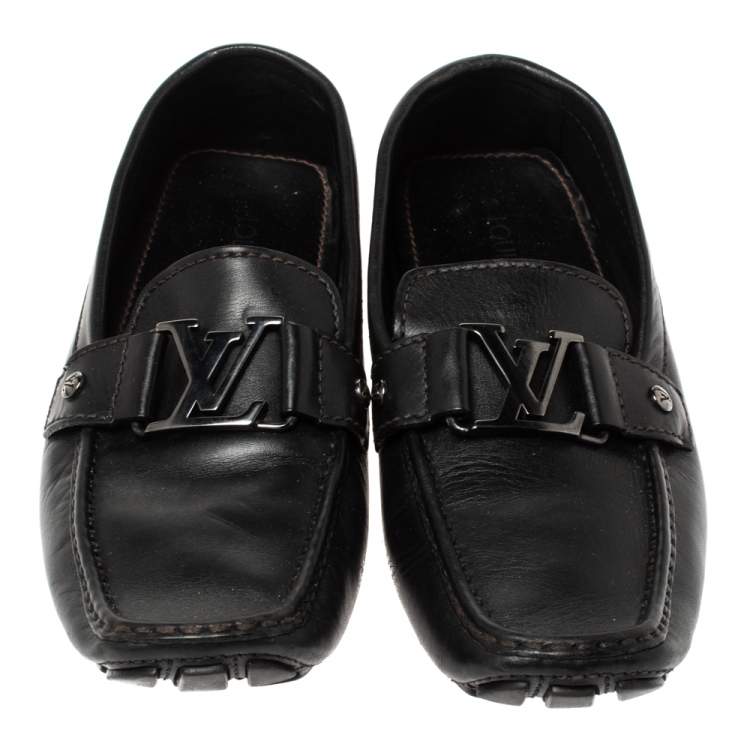 Pre Owned Louis Vuitton Black Leather Monte Carlo Loafers Size 40.5