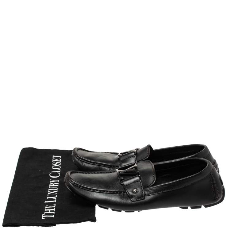 Pre Owned Louis Vuitton Black Leather Monte Carlo Loafers Size 40.5
