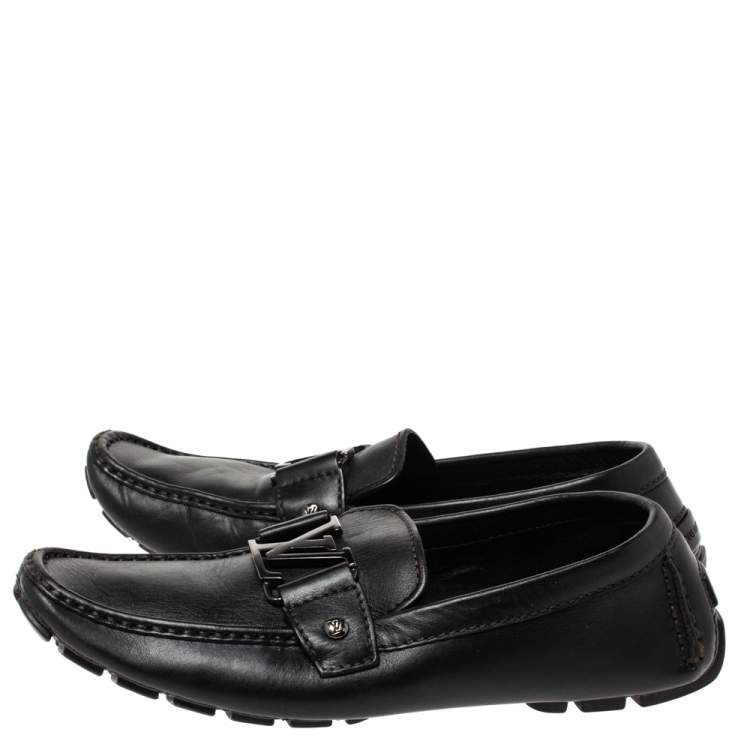 Pre Owned Louis Vuitton Black Leather Monte Carlo Loafers Size 40.5