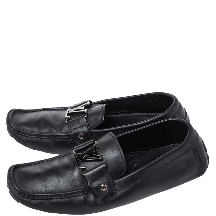 Pre Owned Louis Vuitton Black Leather Monte Carlo Loafers Size 42