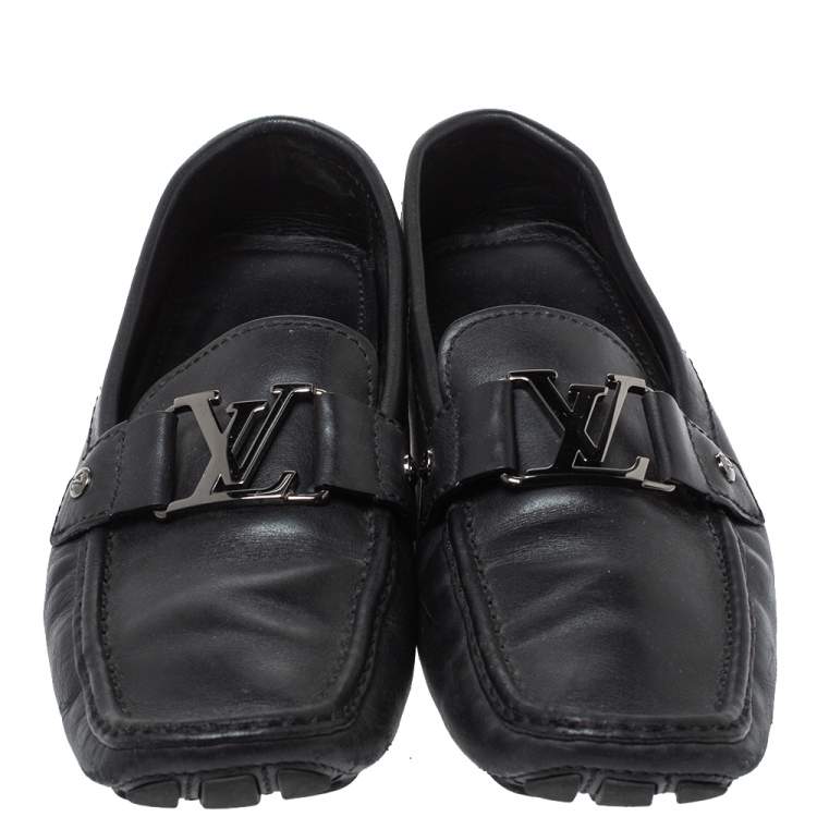 Pre Owned Louis Vuitton Black Leather Monte Carlo Loafers Size 42