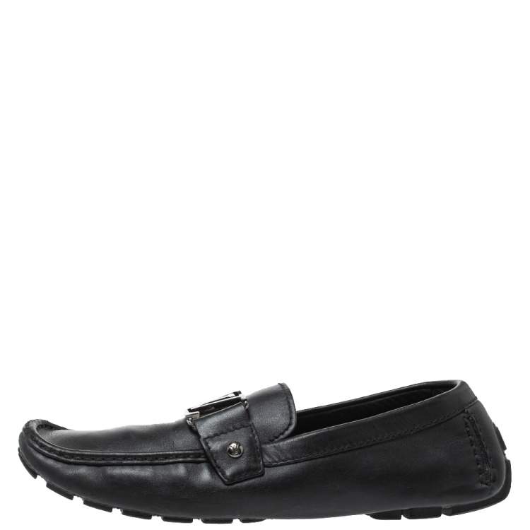 Pre Owned Louis Vuitton Black Leather Monte Carlo Loafers Size 42