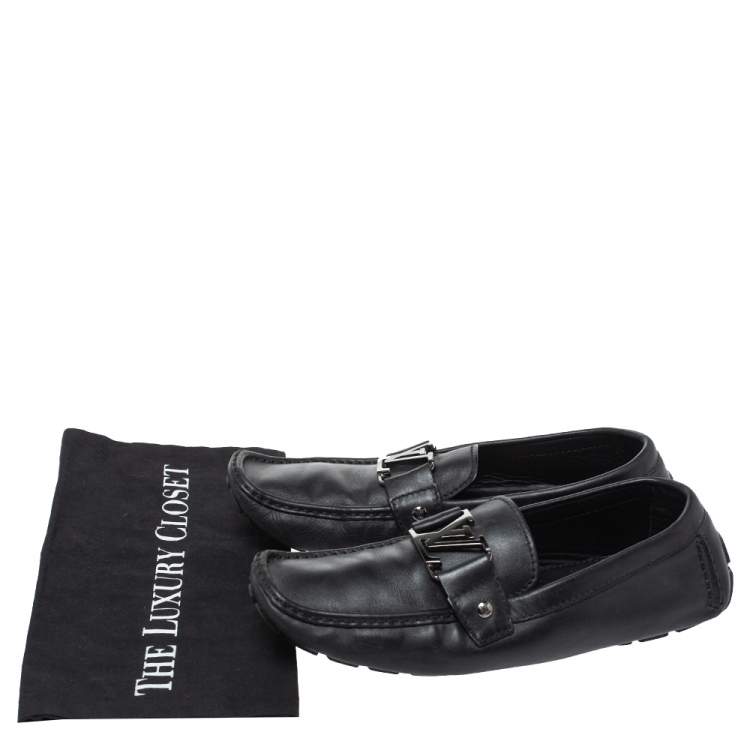 Pre Owned Louis Vuitton Black Leather Monte Carlo Loafers Size 42