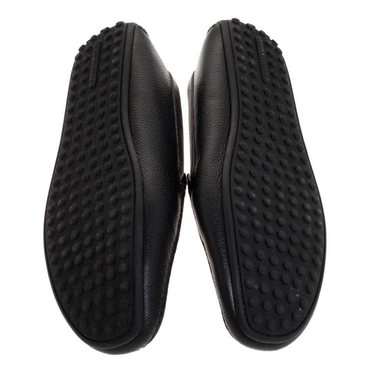 Pre Owned Louis Vuitton Black Leather Slip On Loafers Size 43