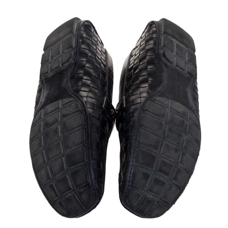 Pre Owned Louis Vuitton Black Woven Leather Monte Carlo Loafers Size 41