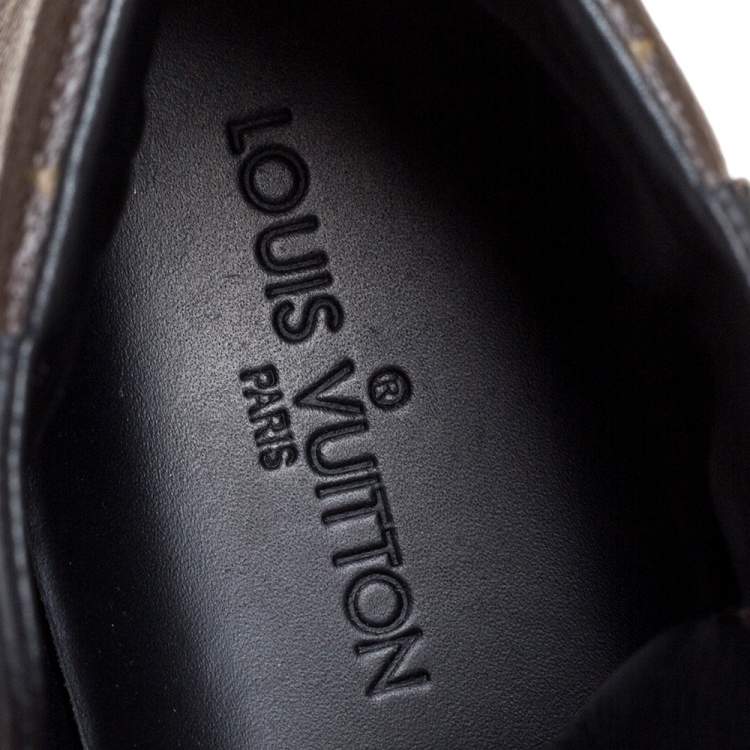 Pre Owned Louis Vuitton Black Leather And Monogram Canvas High Top Sneakers Size 40