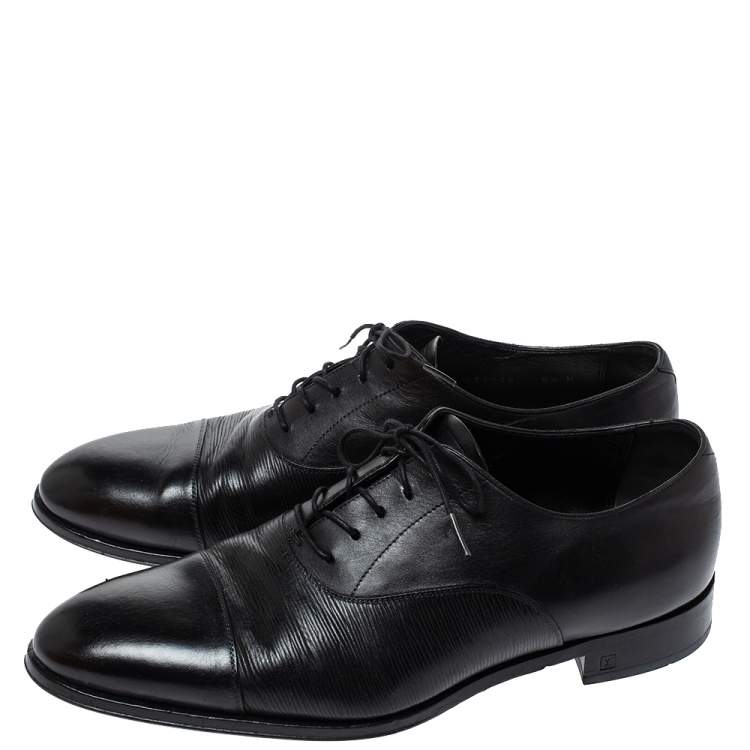 Pre Owned Louis Vuitton Black Leather Lace Up Oxford Size 42.5