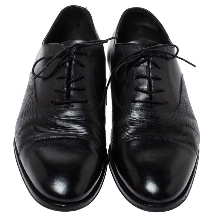 Pre Owned Louis Vuitton Black Leather Lace Up Oxford Size 42.5