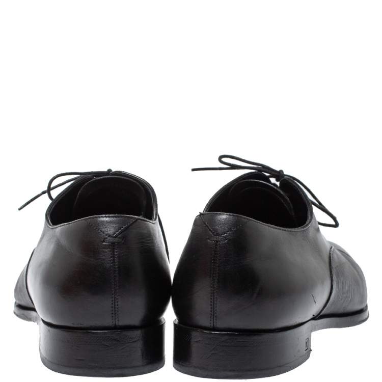 Pre Owned Louis Vuitton Black Leather Lace Up Oxford Size 42.5
