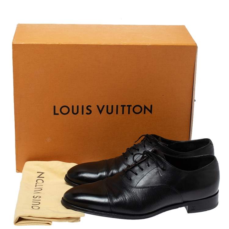 Pre Owned Louis Vuitton Black Leather Lace Up Oxford Size 42.5
