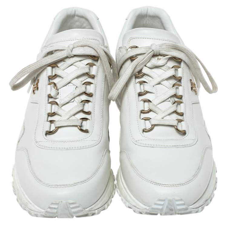 Pre Owned Louis Vuitton White Leather Run Away Low Top Sneakers Size 39.5 