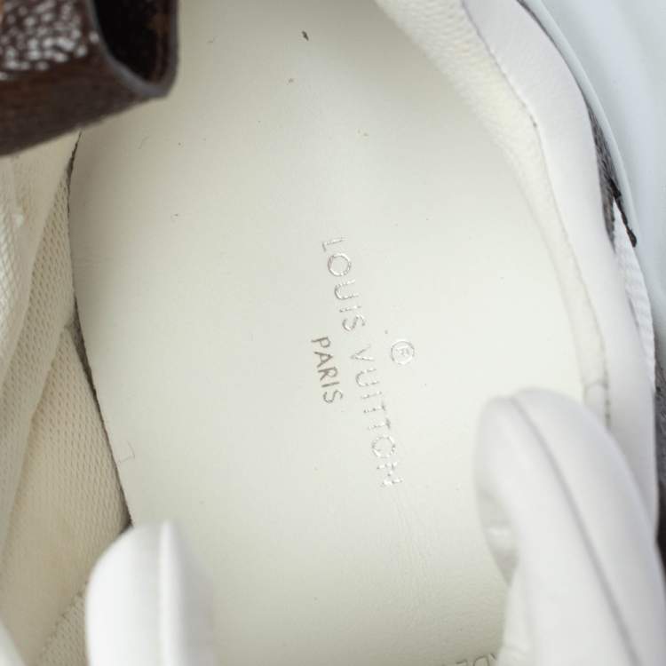 Pre Owned Louis Vuitton White Fabric And Monogram Canvas Archlight Lace Up Sneakers Size 39