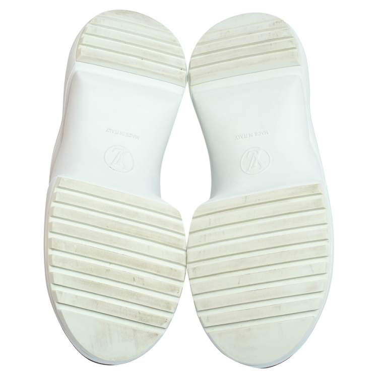 Pre Owned Louis Vuitton White Fabric And Monogram Canvas Archlight Lace Up Sneakers Size 39