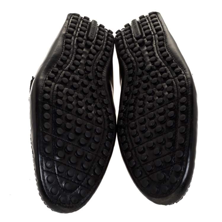 Pre Owned Louis Vuitton Black Leather Monte Carlo Slip On Loafers Size 43