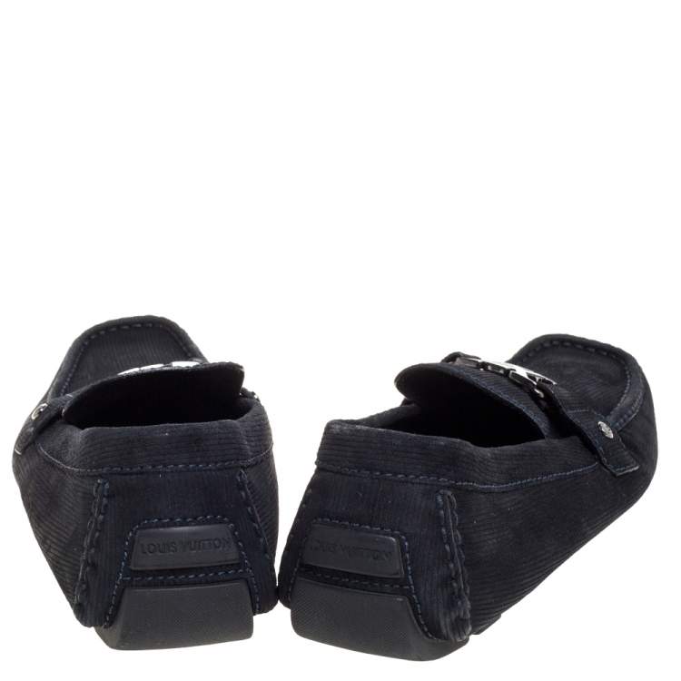 Pre Owned Louis Vuitton Blue Suede Monte Carlo Loafers Size 46