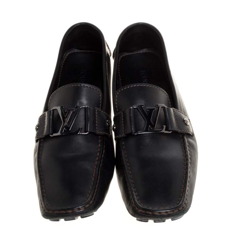 Pre Owned Louis Vuitton Black Leather Monte Carlo Loafers Size 43.5