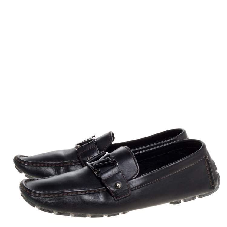 Pre Owned Louis Vuitton Black Leather Monte Carlo Loafers Size 43.5