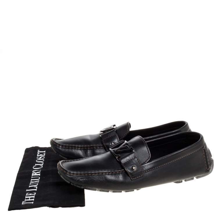 Pre Owned Louis Vuitton Black Leather Monte Carlo Loafers Size 43.5