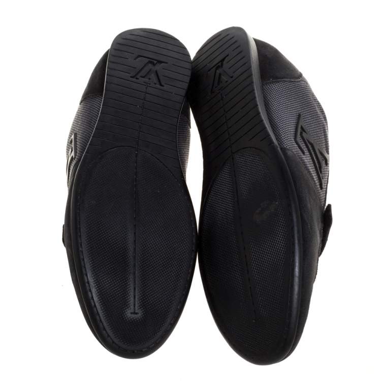 Pre Owned Louis Vuitton Black/Grey Canvas And Suede 'Stardust' Lace Up Sneaker Size 42.5
