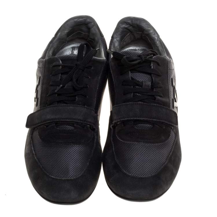 Pre Owned Louis Vuitton Black/Grey Canvas And Suede 'Stardust' Lace Up Sneaker Size 42.5