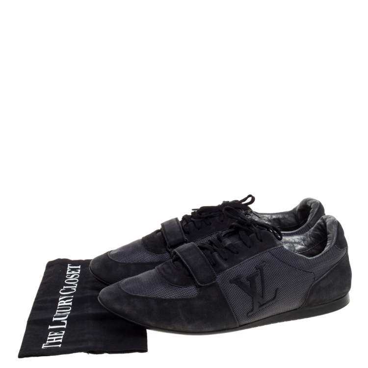 Pre Owned Louis Vuitton Black/Grey Canvas And Suede 'Stardust' Lace Up Sneaker Size 42.5