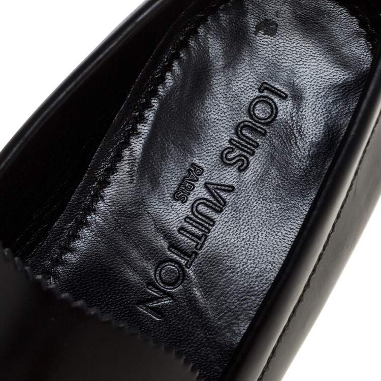 Pre Owned Louis Vuitton Black Leather Major Slip On Loafers Size 41.5 