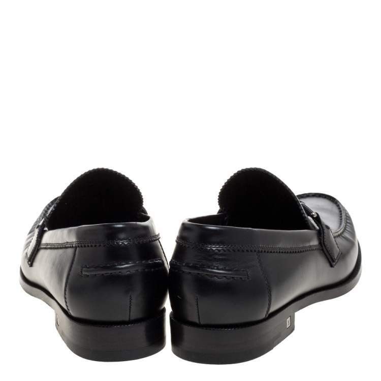 Pre Owned Louis Vuitton Black Leather Major Slip On Loafers Size 41.5 