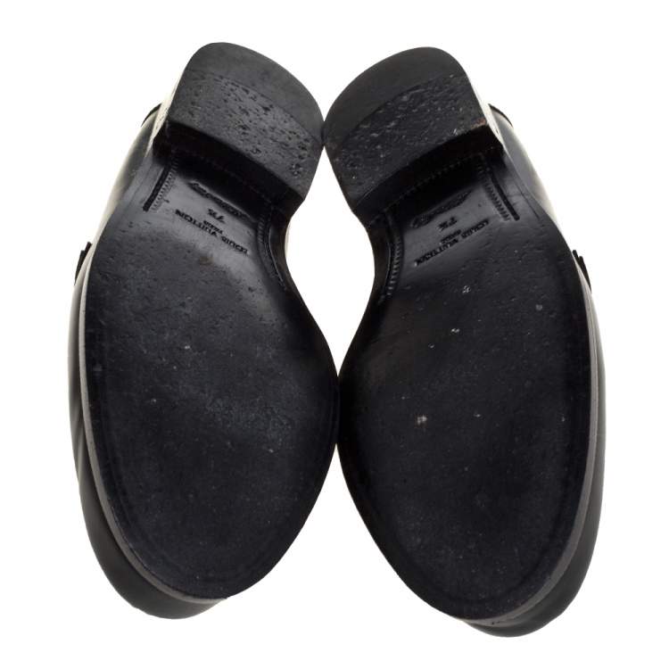 Pre Owned Louis Vuitton Black Leather Major Slip On Loafers Size 41.5 
