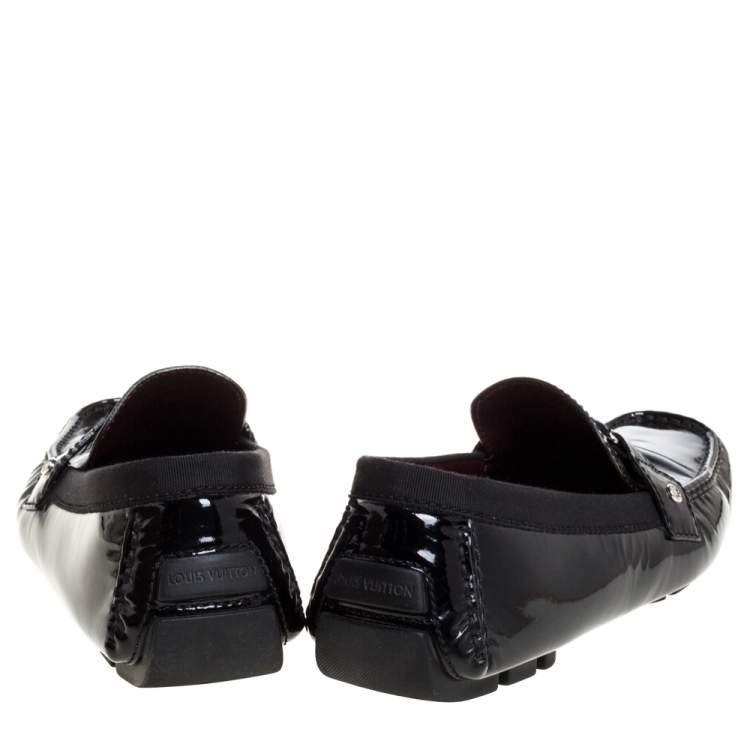 Pre Owned Louis Vuitton Black Patent Leather Monte Carlo Loafers Size 46