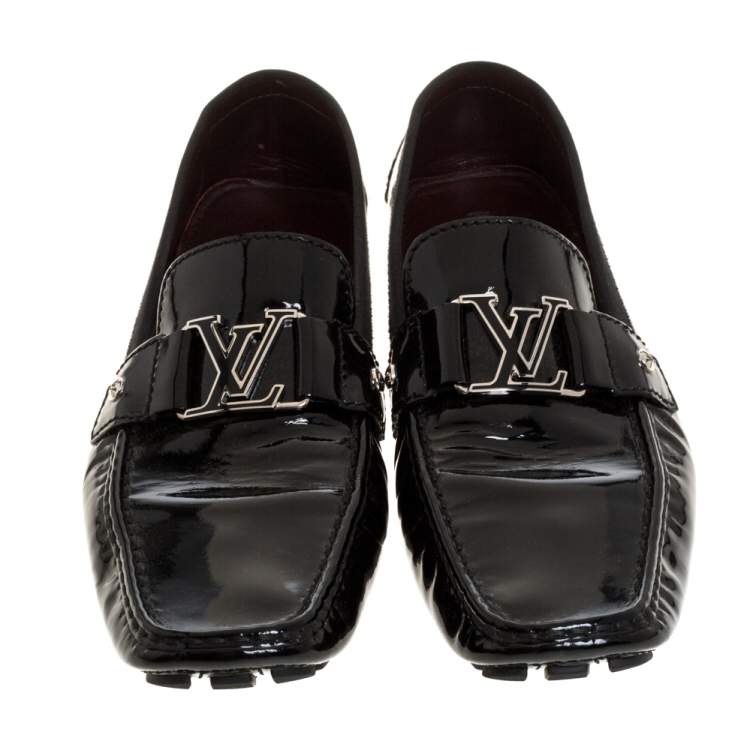 Pre Owned Louis Vuitton Black Patent Leather Monte Carlo Loafers Size 46