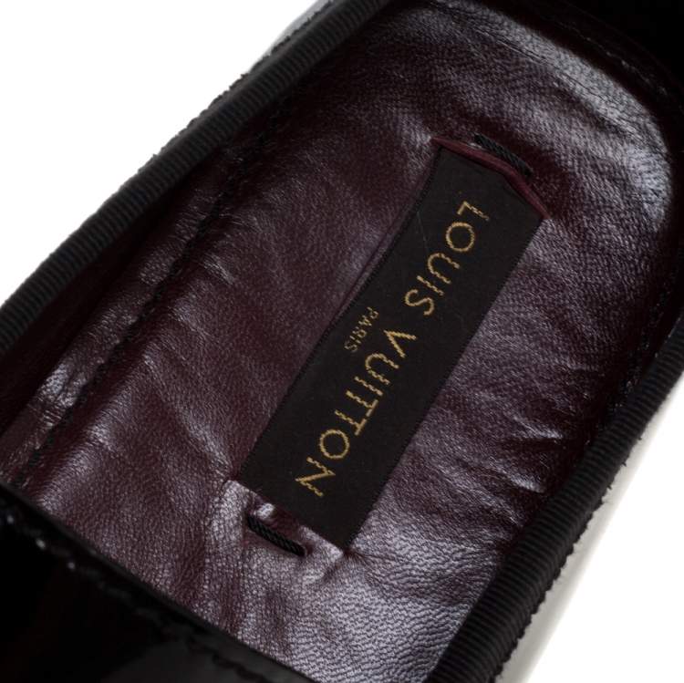 Pre Owned Louis Vuitton Black Patent Leather Monte Carlo Loafers Size 46