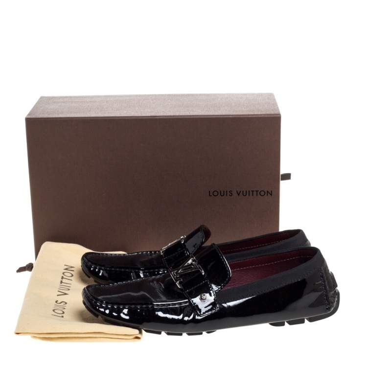 Pre Owned Louis Vuitton Black Patent Leather Monte Carlo Loafers Size 46