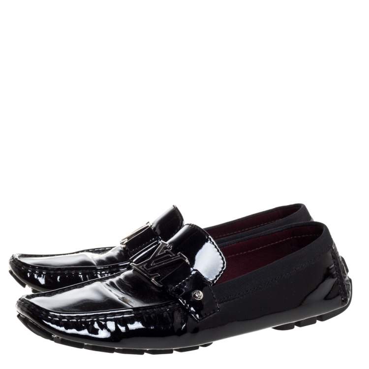 Pre Owned Louis Vuitton Black Patent Leather Monte Carlo Loafers Size 46