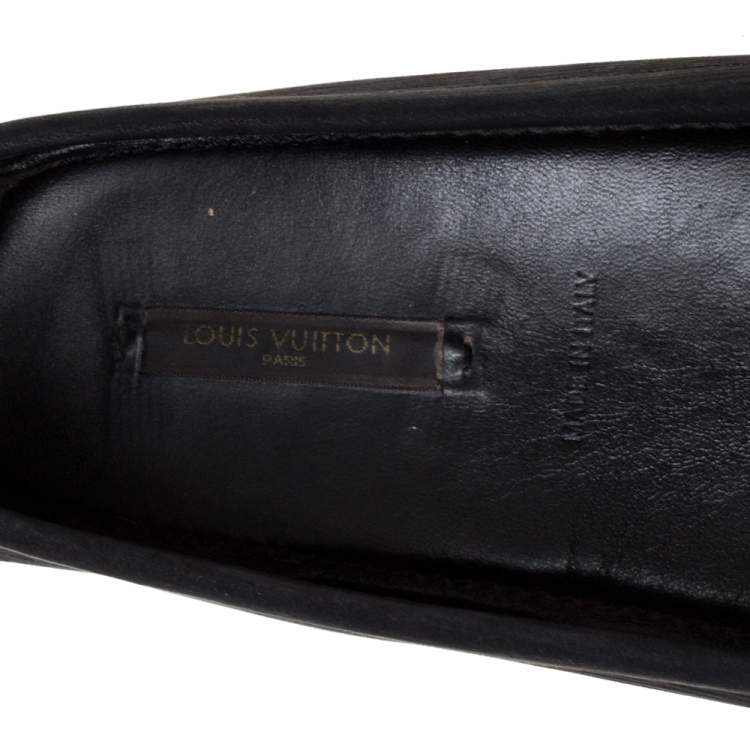Pre Owned Louis Vuitton Black Suede Racetrack Loafers Size 39.5