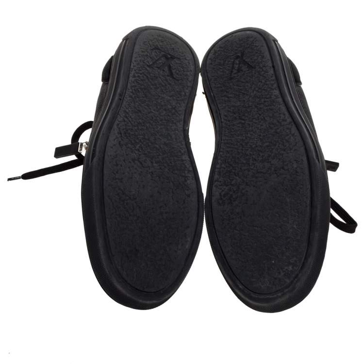 مملوكة مسبقًا Louis Vuitton Black Damier Print Nylon, Suede And Leather 'Aventure' Zip Lace Up Sneaker Size 41 