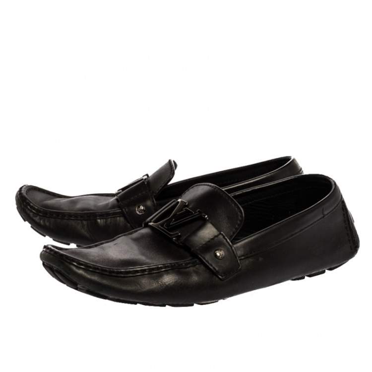 Pre Owned Louis Vuitton Black Leather Monte Carlo Loafers Size 43.5