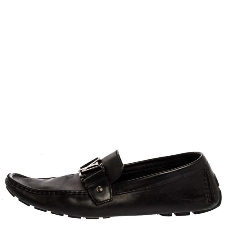 Pre Owned Louis Vuitton Black Leather Monte Carlo Loafers Size 43.5