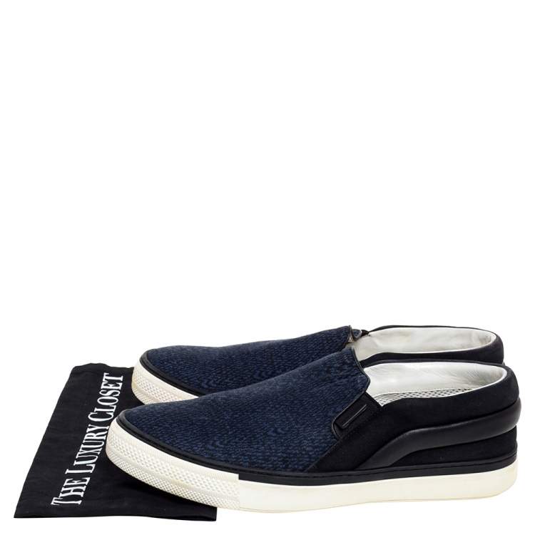 Pre Owned Louis Vuitton Suede Leather And Fabric Twister Slip On Sneakers Size 41.5
