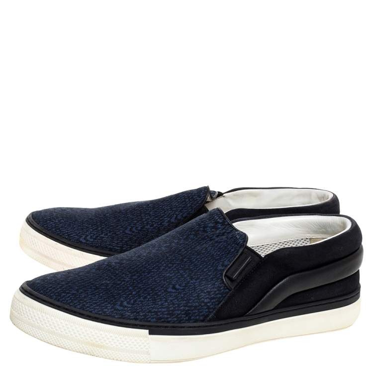 Pre Owned Louis Vuitton Suede Leather And Fabric Twister Slip On Sneakers Size 41.5