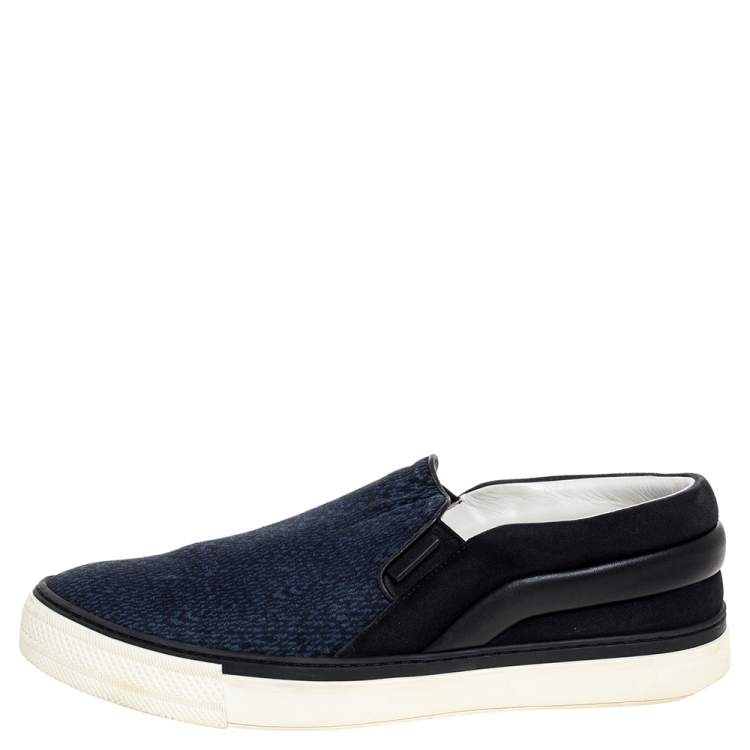 Pre Owned Louis Vuitton Suede Leather And Fabric Twister Slip On Sneakers Size 41.5