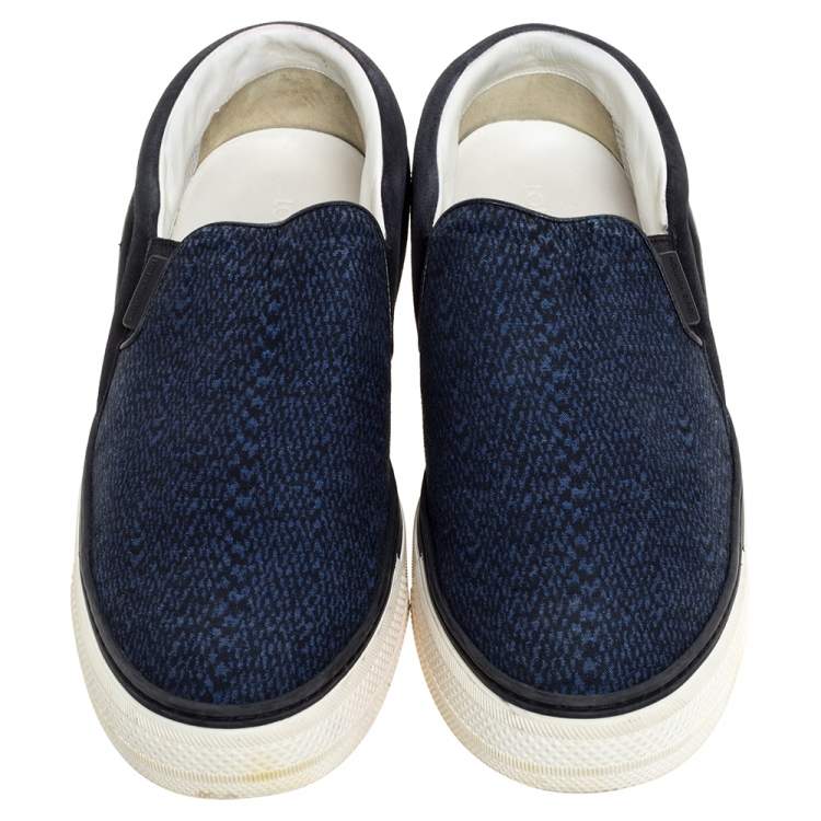Pre Owned Louis Vuitton Suede Leather And Fabric Twister Slip On Sneakers Size 41.5