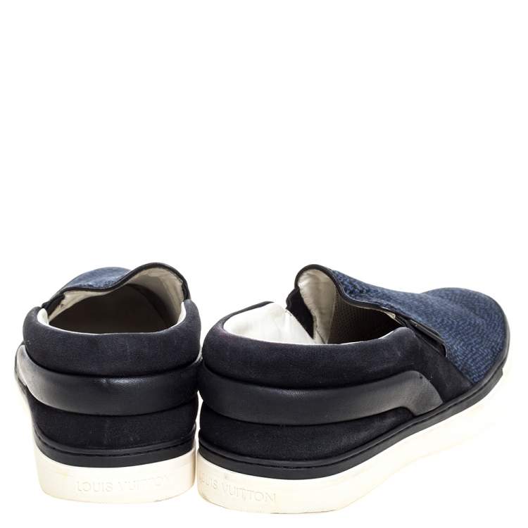 Pre Owned Louis Vuitton Suede Leather And Fabric Twister Slip On Sneakers Size 41.5