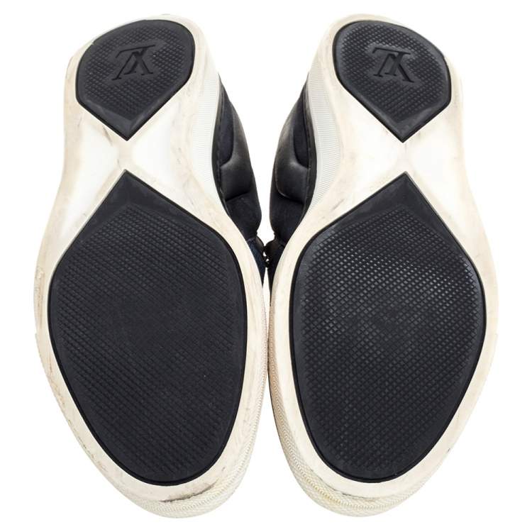 Pre Owned Louis Vuitton Suede Leather And Fabric Twister Slip On Sneakers Size 41.5