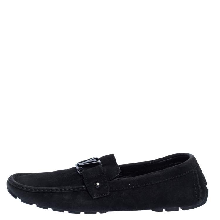 Pre Owned Louis Vuitton Black Suede Monte Carlo Loafers Size 43