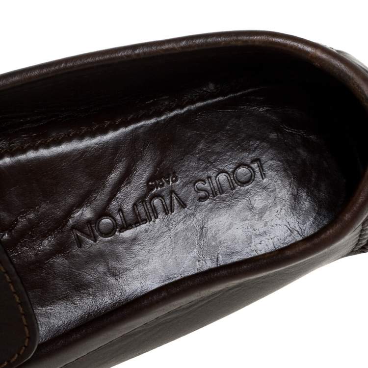 Pre Owned Louis Vuitton Dark Brown Leather Monte Carlo Loafers Size 43.5