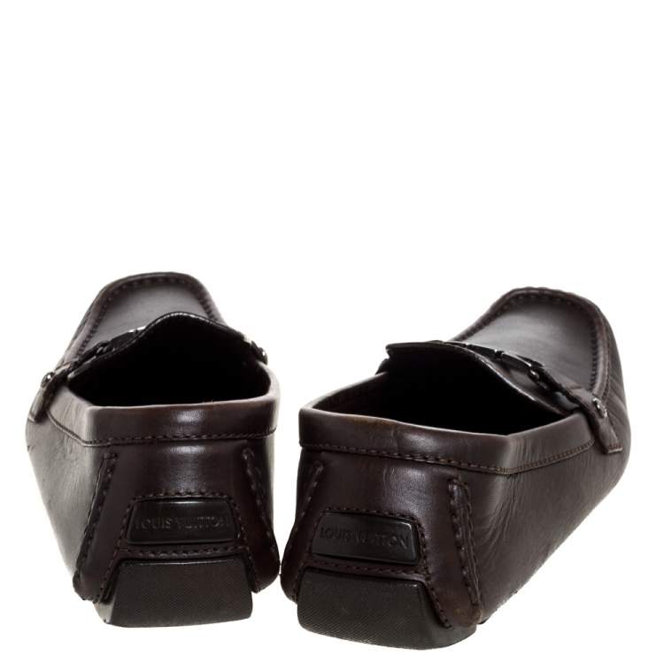 Pre Owned Louis Vuitton Dark Brown Leather Monte Carlo Loafers Size 43.5