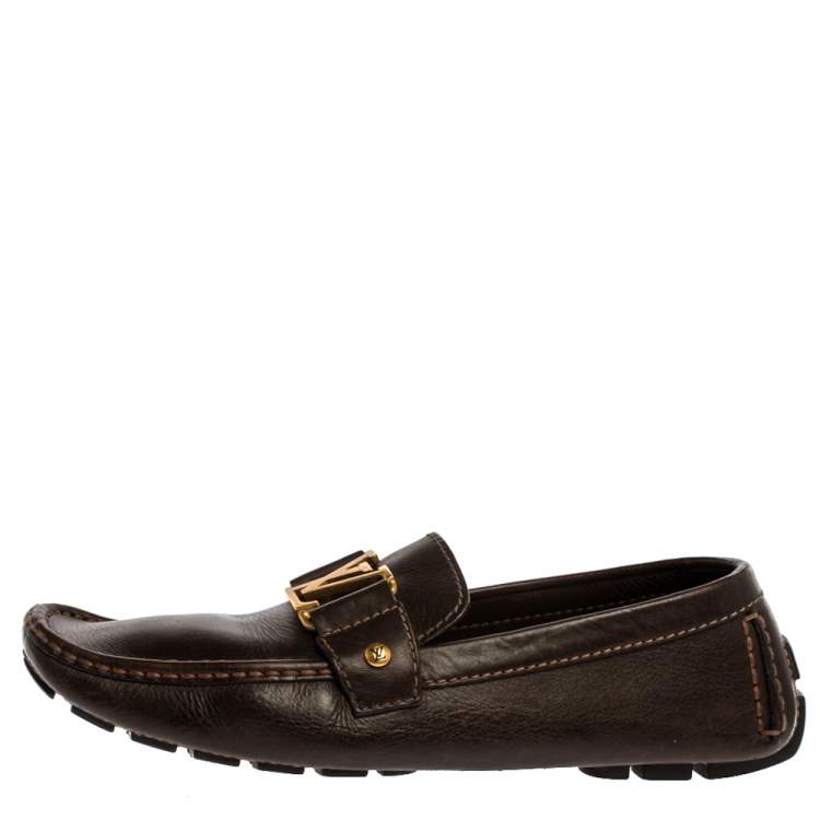 Pre Owned Louis Vuitton Brown Leather Monte Carlo Loafers Size 41.5